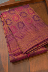 KANCHIPURAM WEDDING SAREE- Burgundy Shade Search code 5002