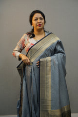 Ready to Wear Saree -Gray to Navy blue colour Search code 1010