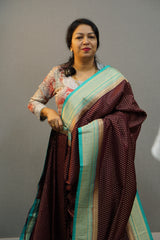 Ready to Wear Saree -Dark marron to Safer blue colour Search code 1012