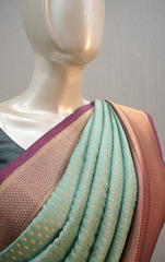 Ready to Wear Saree -Powder blue to wine colour Search code 1002