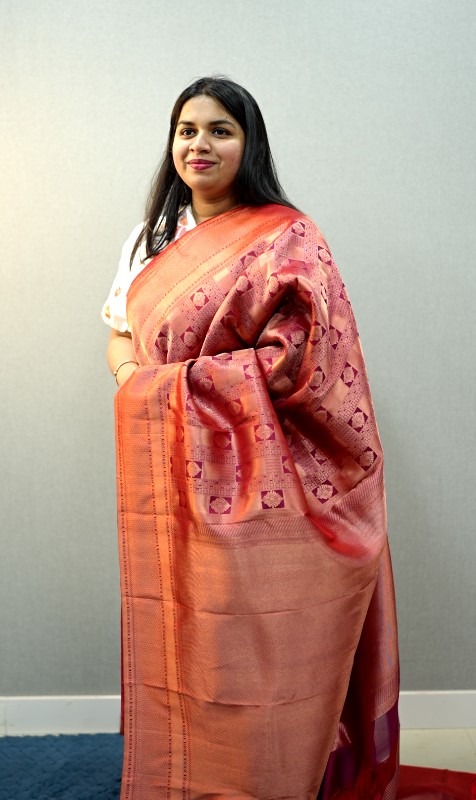 Marron Kanchipuram Saree | Marron Saree | Wearable Art