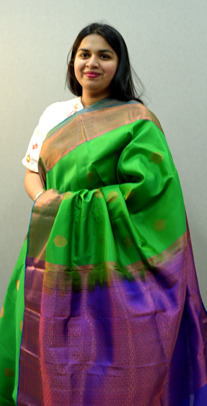 Parrot Green Saree | Parrot Green Kanchipuram Saree | Wearable Art