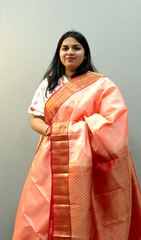 Women's Peach Saree | Peach Saree | Wearable Art