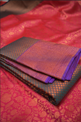KANCHIPURAM WEDDING SAREE- Violet and dark Shade Search code 5005