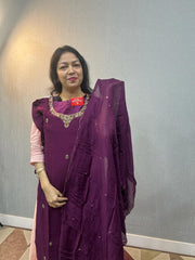 SALWAR SUIT SET -Wine colour Search code 9504