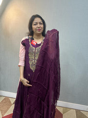 SALWAR SUIT SET -Wine colour Search code 9509