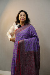 Pure Banarsi Saree -Purple and kukum marron Shade Search code 2500