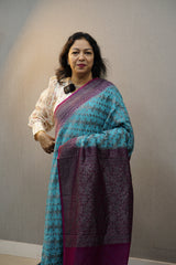 Pure Banarsi Saree -Blue and purple Shade Search code 2501