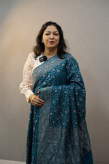 Pure Banarsi Saree -Tarquish blue Shade Search code 2503