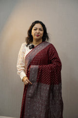 Maroon Banarasi Saree | Maroon Saree | Banarasi Saree | Wearable Art