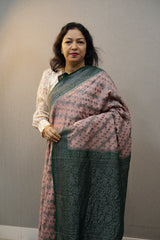 Pure Banarsi Saree -Pink to green Shade Search code 2510