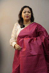 Bamboo tussar Saree -Purplish burgandy shade color Search code 2906
