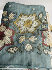 UNSTITCHED SALWAR SUIT SET-Blue shade Search code 1638