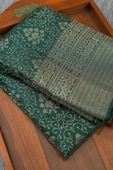 KANCHIPURAM WEDDING SAREE-Bottle green Shade Search code 5001