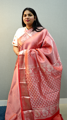 Carrot Peach Saree | Kanchipuram Saree | Peach Saree | Wearable Art