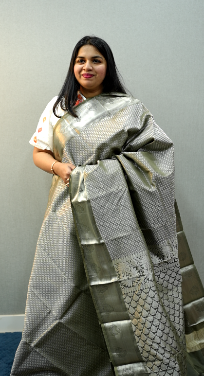 Silver Kanchi Saree | Kanchi Saree | Wearable Art