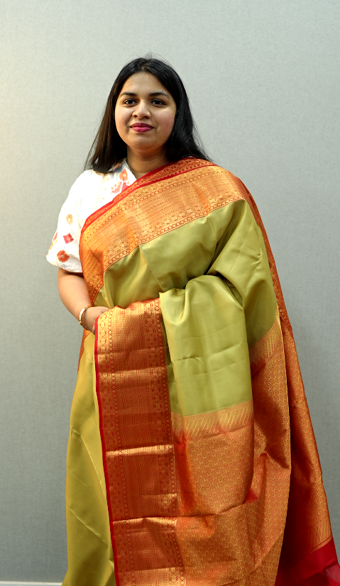 Green and Red Saree | Stylish Saree | Wearable Art