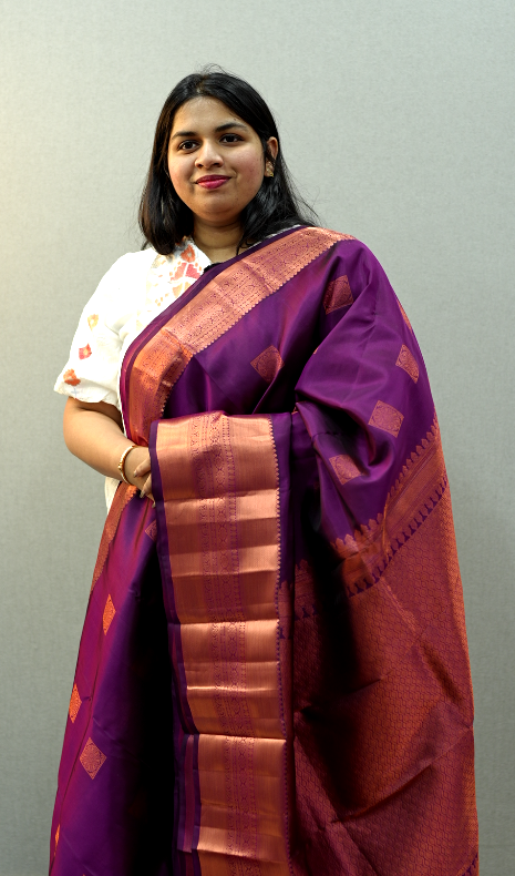 Violet Color Saree | Violet Kanchipuram Saree | Wearable Art