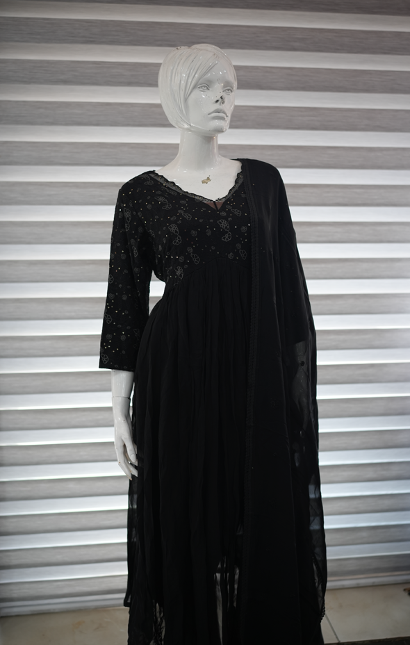 Women's Salwar Suit Set | Women's Black Salwar Suit | Wearable Art