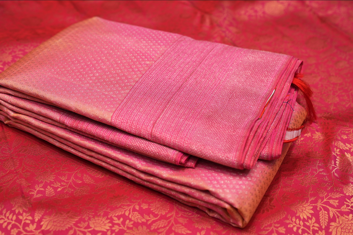 KANCHIPURAM WEDDING SAREE-Light and dark pink   Shade Search code 5011