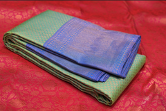 KANCHIPURAM WEDDING SAREE-Ocean blue and Electric blue Shade Search code 5012