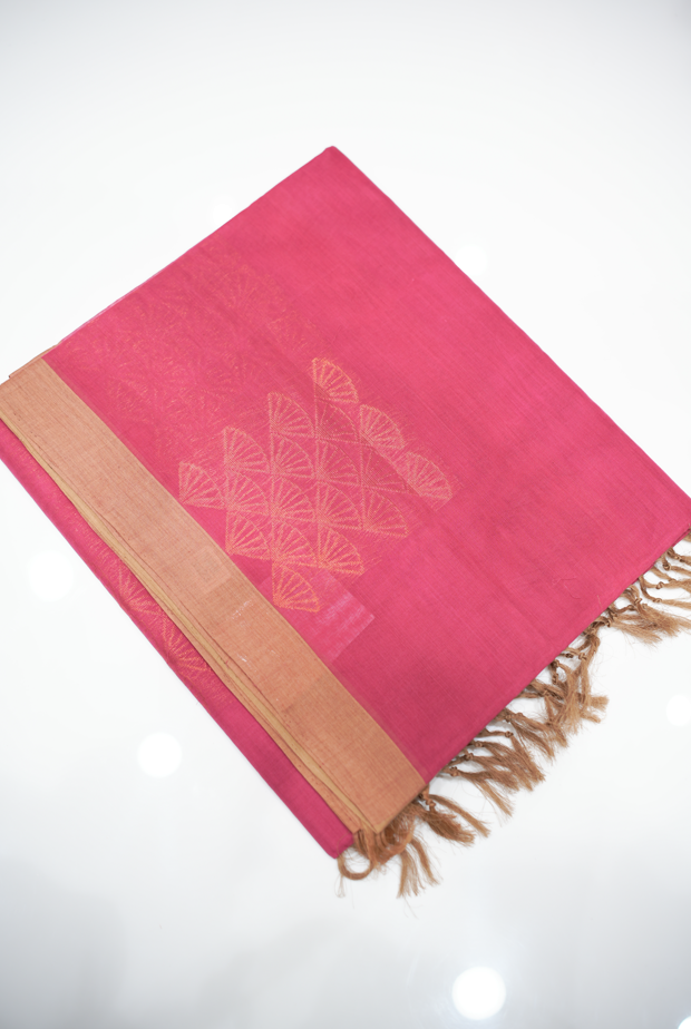 COTTON  SAREE-Pink  Shade Search code 5020