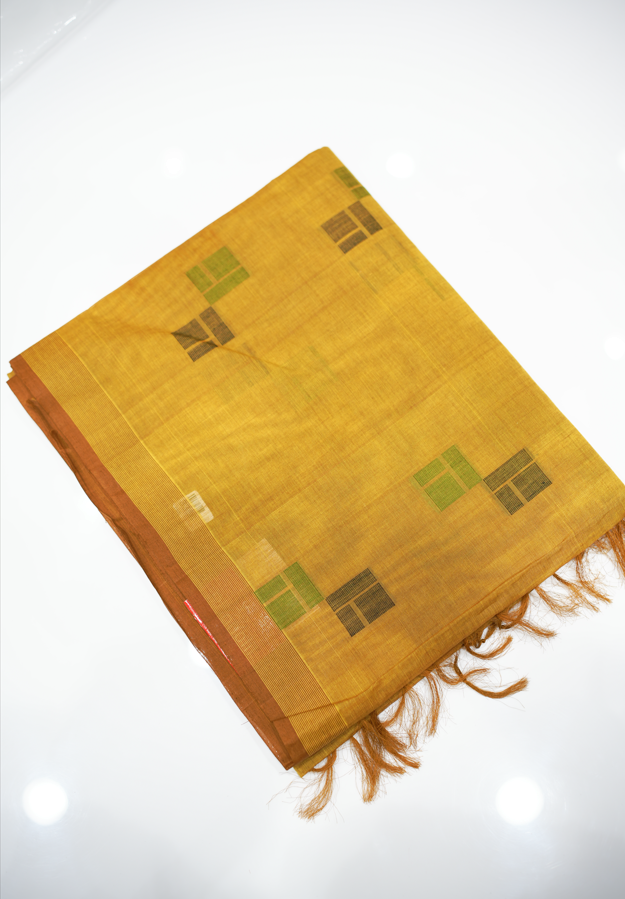 COTTON  SAREE-Lemon yellow   Shade Search code 5026