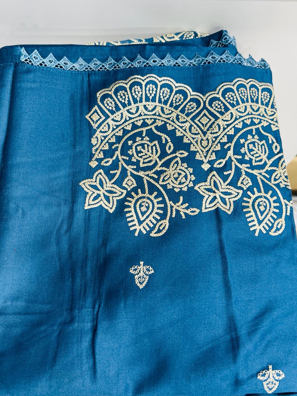 UNSTITCHED SALWAR SUIT SET- Blue shade Search code 1615