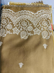 UNSTITCHED SALWAR SUIT SET- Mehandi brown shade Search code 1613