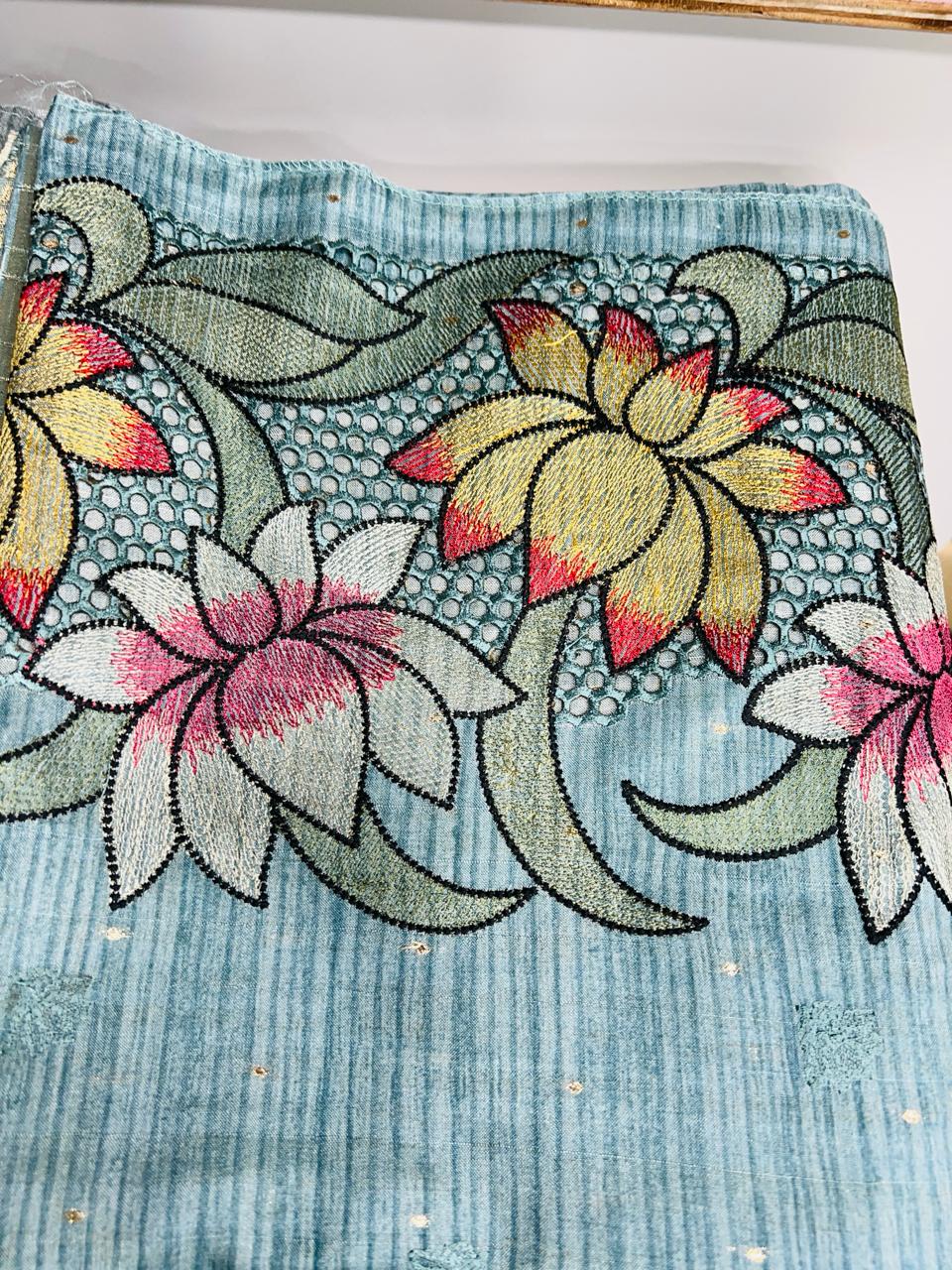 UNSTITCHED SALWAR SUIT SET-Blue shade Search code 1635